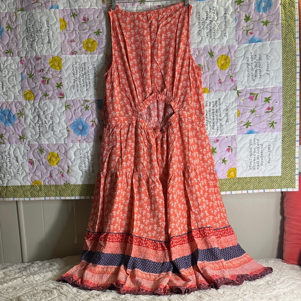 beachlunchlounge Coral floral print multi color Midi Dress - Picture 2 of 9